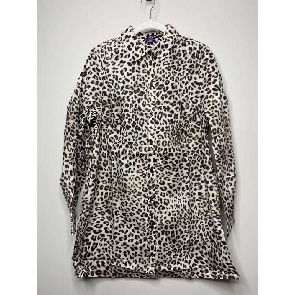 NWOT Roaman's Animal Print Button Up Tunic Shirt Size 12W